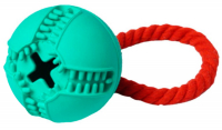 Игрушка HomePet д/собак Мяч с канатом с отверстием д/лакомств каучук 7,6*8,2 см - Зоомир66 Екатеринбург